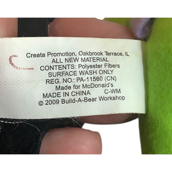 Build-A-Bear Happy Go Lucky Frog Plush Toy 3.5” Green McDonalds 2009 Shirt - Picture 5 of 7